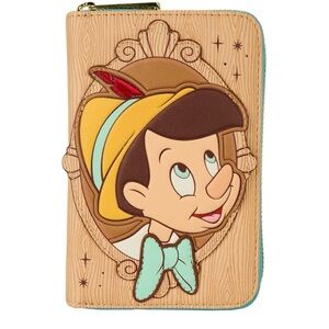 Loungefly Pinocchio Zip Wallet - Tan, Aqua & Red Accents